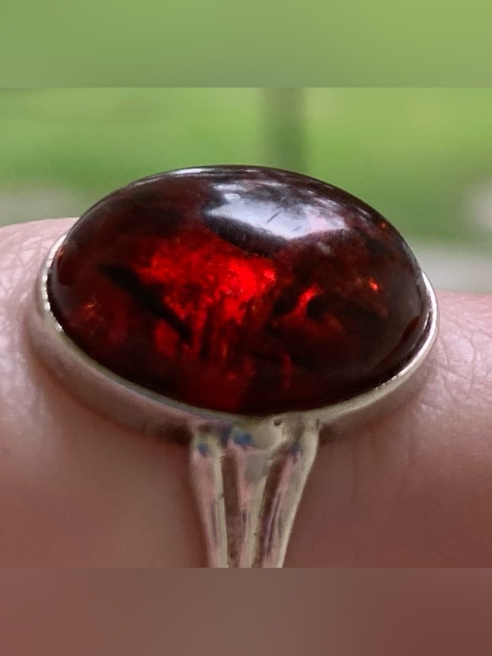 Vintage Cognac Baltic Amber Sterling Silver Ring Stamped 925 Size 6